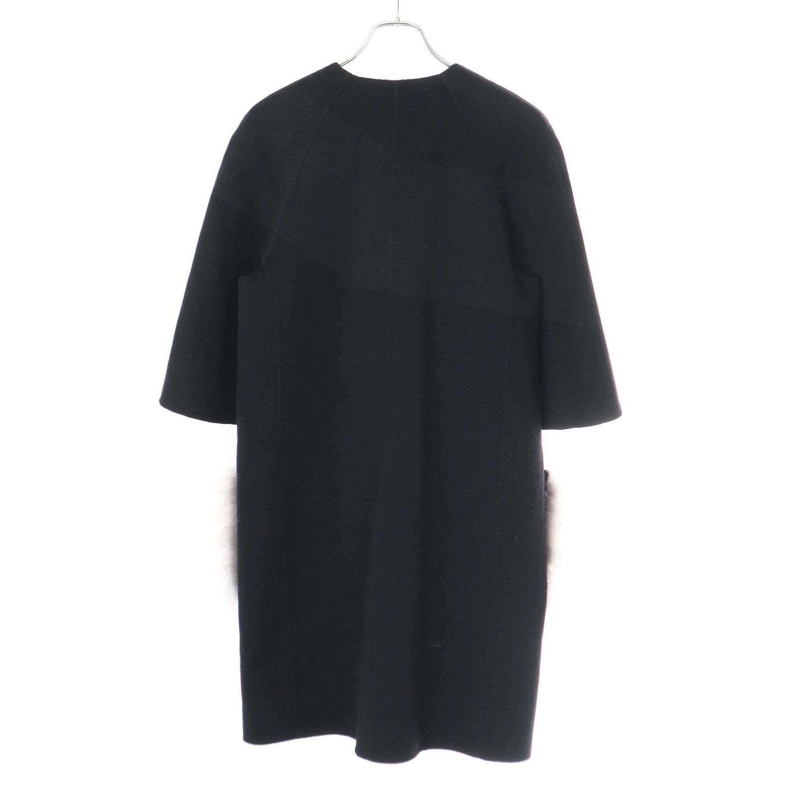 FENDI フェンディ 15AW フォックスファー ウールケープコート FF7818 W1D ブラック 40