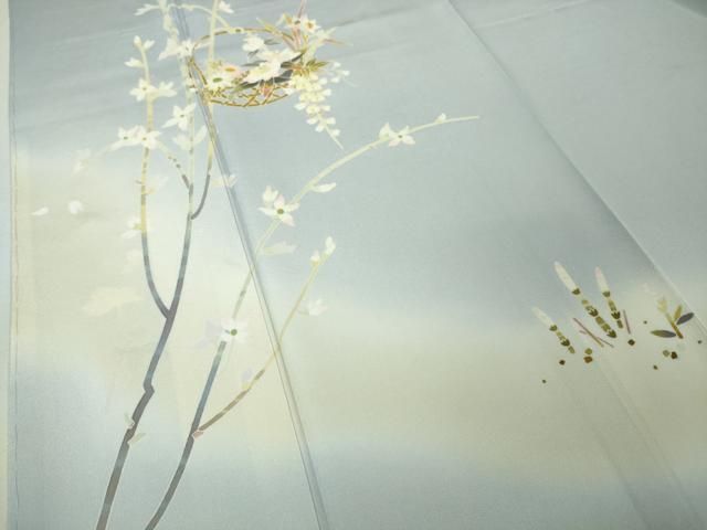 平和屋本店□極上 京加賀友禅 百貫石峰 訪問着 花籠 つくし 土筆 暈し