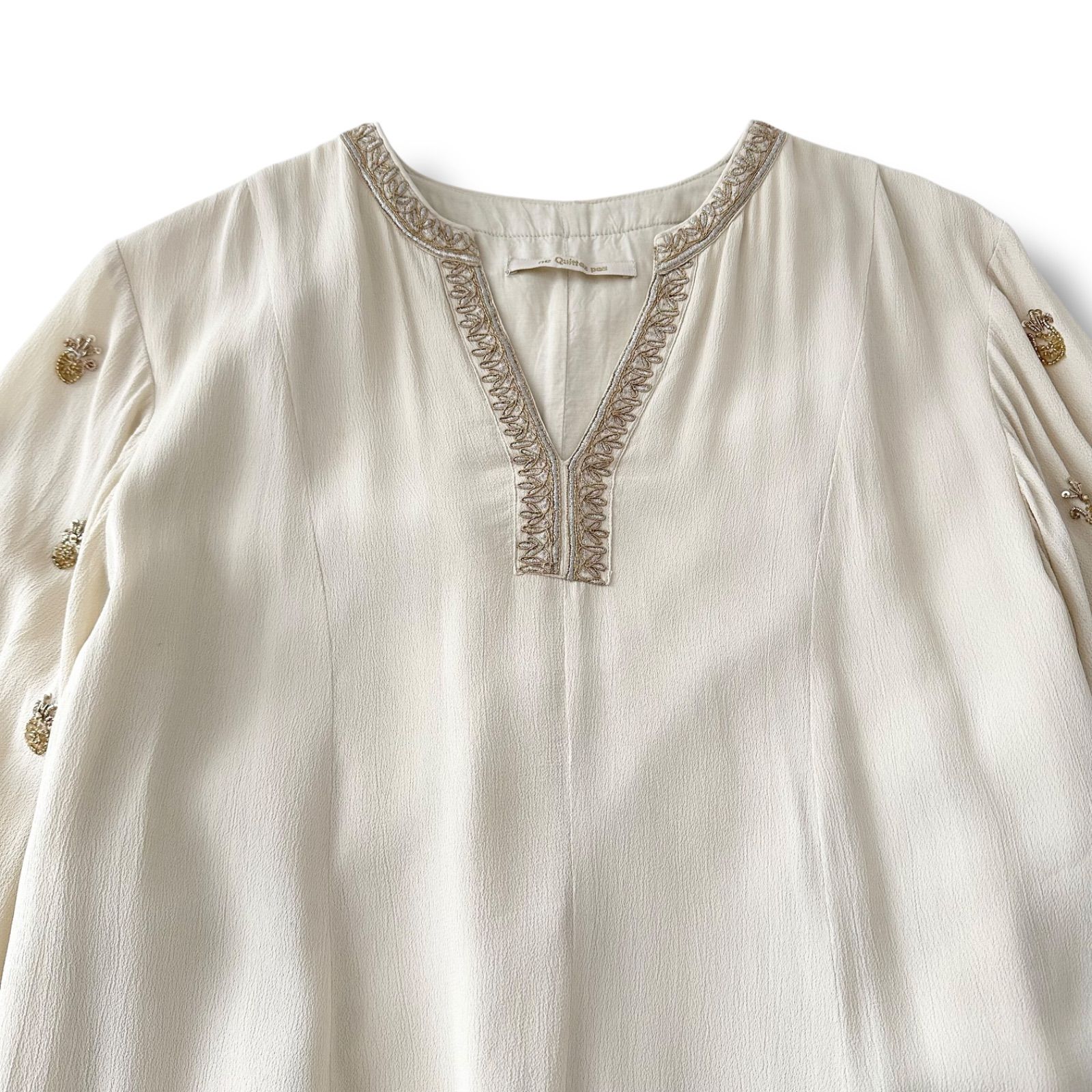 ヌキテパ Moss Rayon Zari Embroidery Panel Dress ロングワンピース