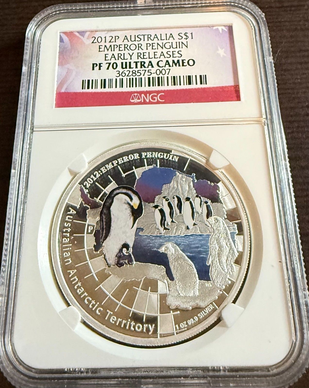 2012 SILVER $1 Atralian Antarctic Territy EMPERPENGUIN NGC PF 70 UC ER