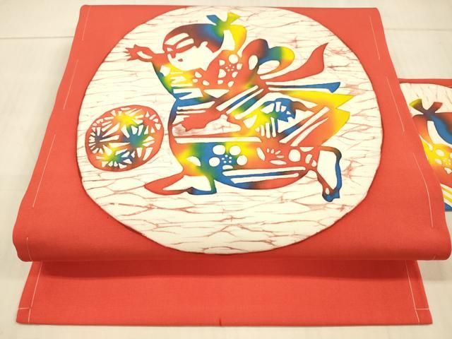 平和屋着物○型絵染の人間国宝 稲垣稔次郎 九寸名古屋帯 型染