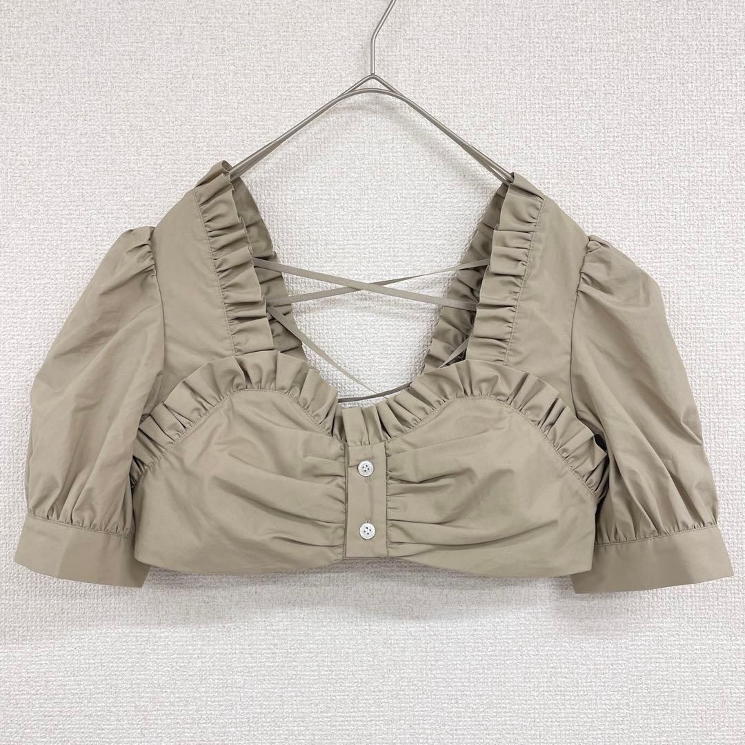 noir kei ninomiya ノワールケイニノミヤ コムデギャルソン 2021 ビスチェ ブラウス パフスリーブ クロップド ショート丈 ベージュ XS コットン