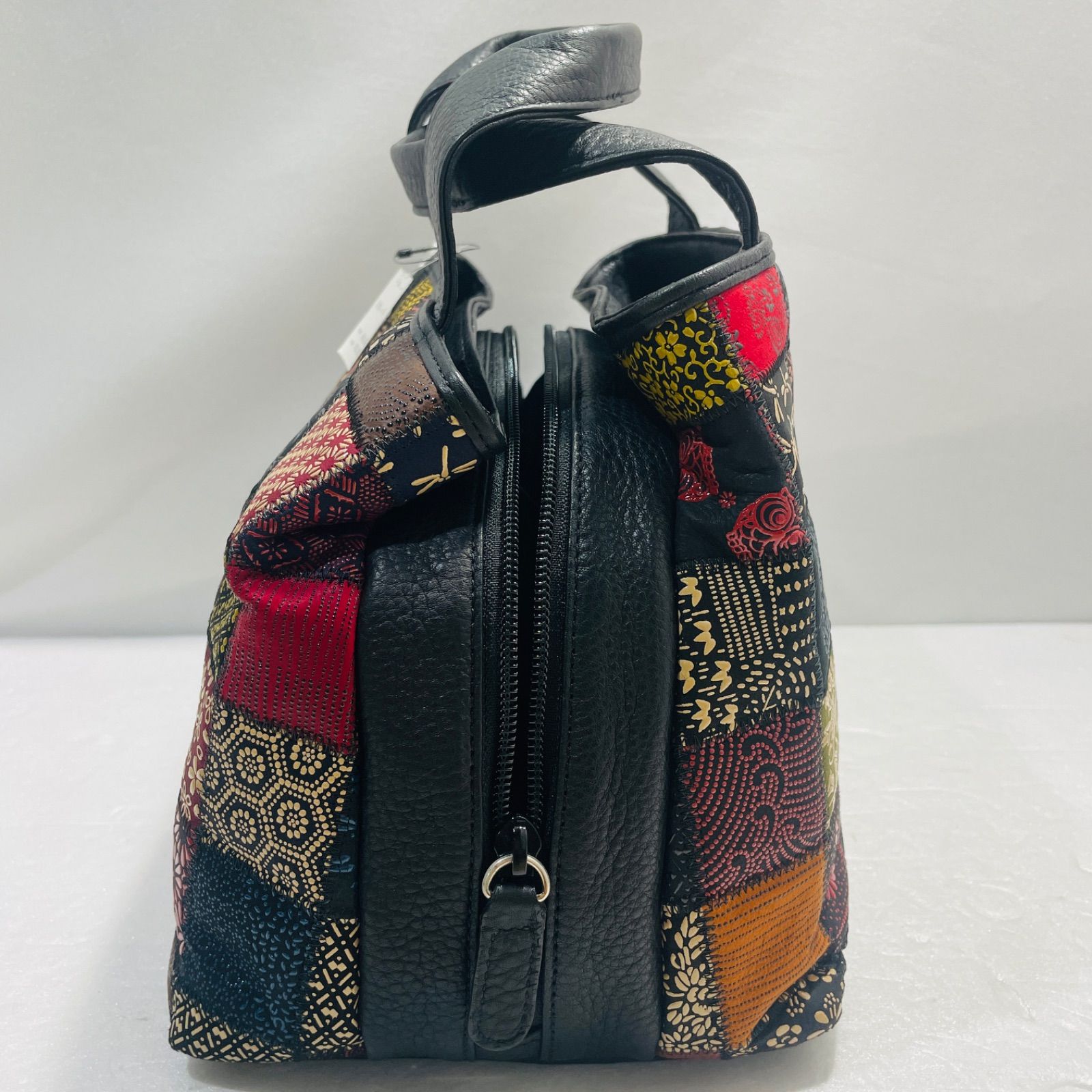 新品・未使用 印伝のパッチワーク 本革ハンドバッグ 未使用 印傳 印伝調