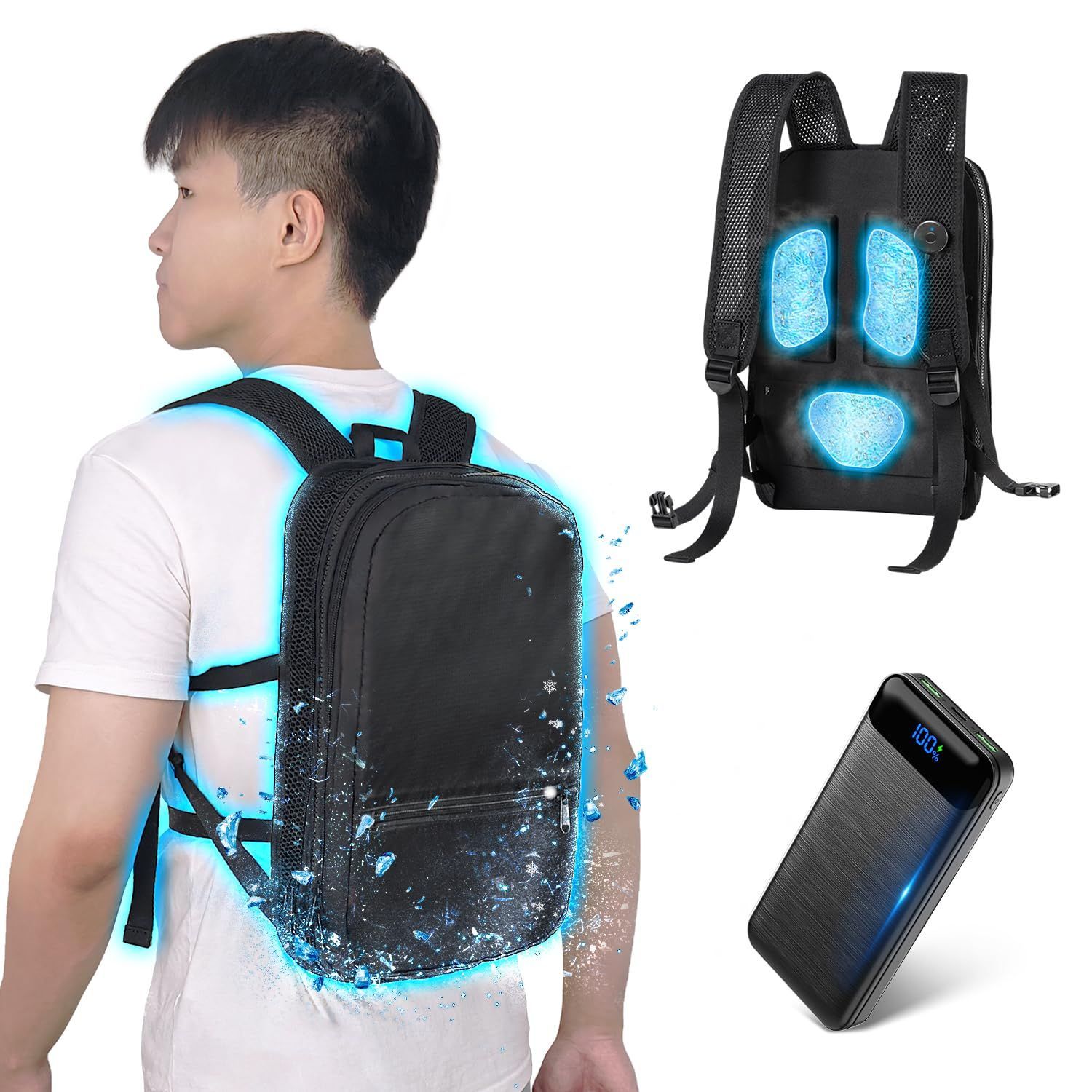 新商品 夏冷感作業服 フリーサイズ 収納機能 静音稼働 冷却ウェアー 強弱モード 水冷ウェア エアコン作業服 ワークマン 30000mAh大容量バッテリー付き 猛暑対策 Type-C給電式 ペルチェ素子 現場 冷却プレート 2025新登場-3つブレート付き--