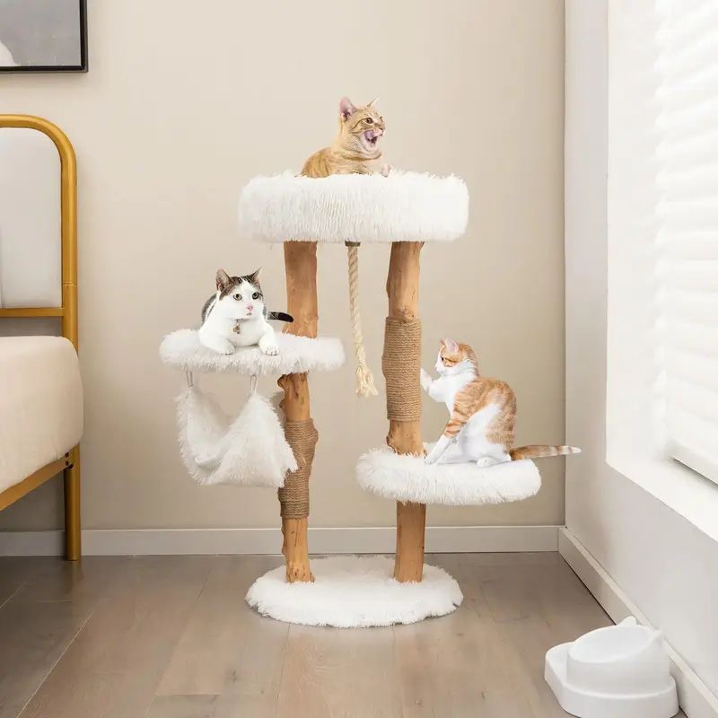 マルチレイヤーコルクウッドキャットアクティビティセンター ジュート製の爪研ぎポスト