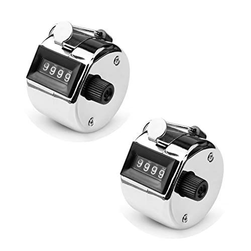 シルバー DFsucces カウンター 2個入 金属製 数取器 手持ち カウント 4桁 手動測定 リセット可能 機械式 小型 防水 軽量 携帯便利 スポーツ競技用 (シルバー)