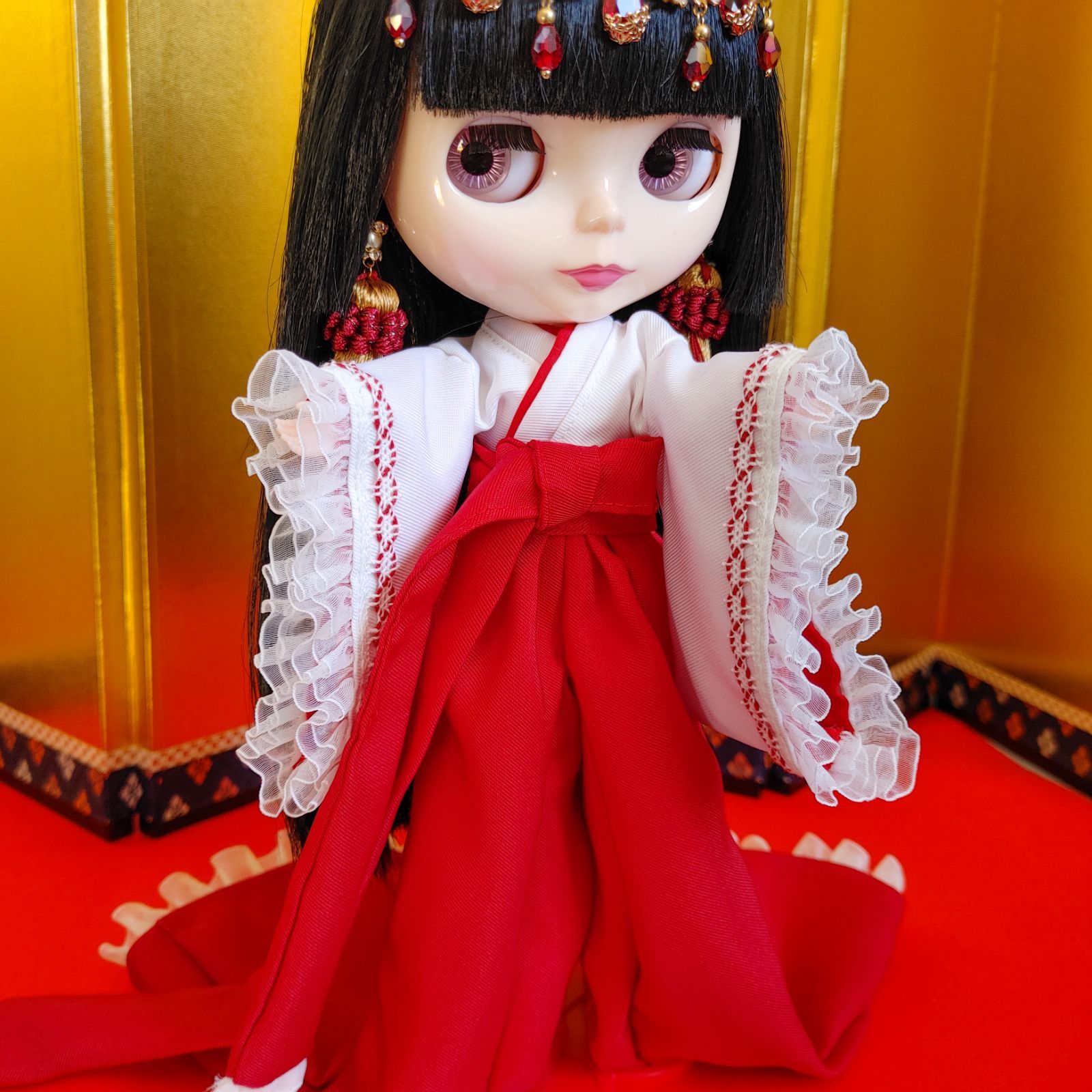 売り切れました  ブライス着物モドキ 新》 ブライス アウトフィット ブライス着物 巫女服 着せ替え