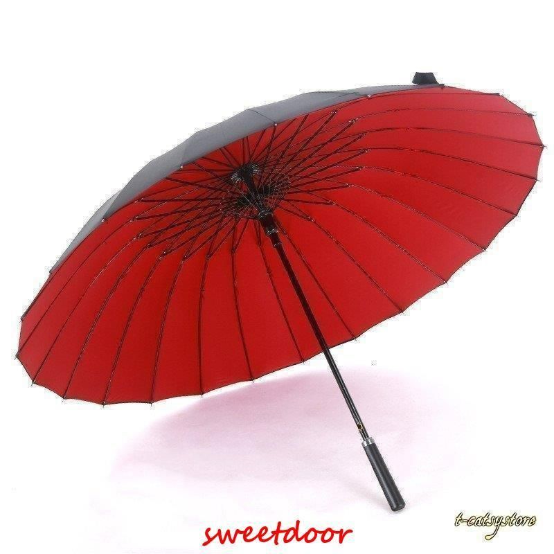 番傘紳士傘ビジネス軽い耐風撥水グラスファイバー皮質手元晴雨兼用梅雨対策傘長傘雨傘大きな傘24本骨レディースメンズ無地 new