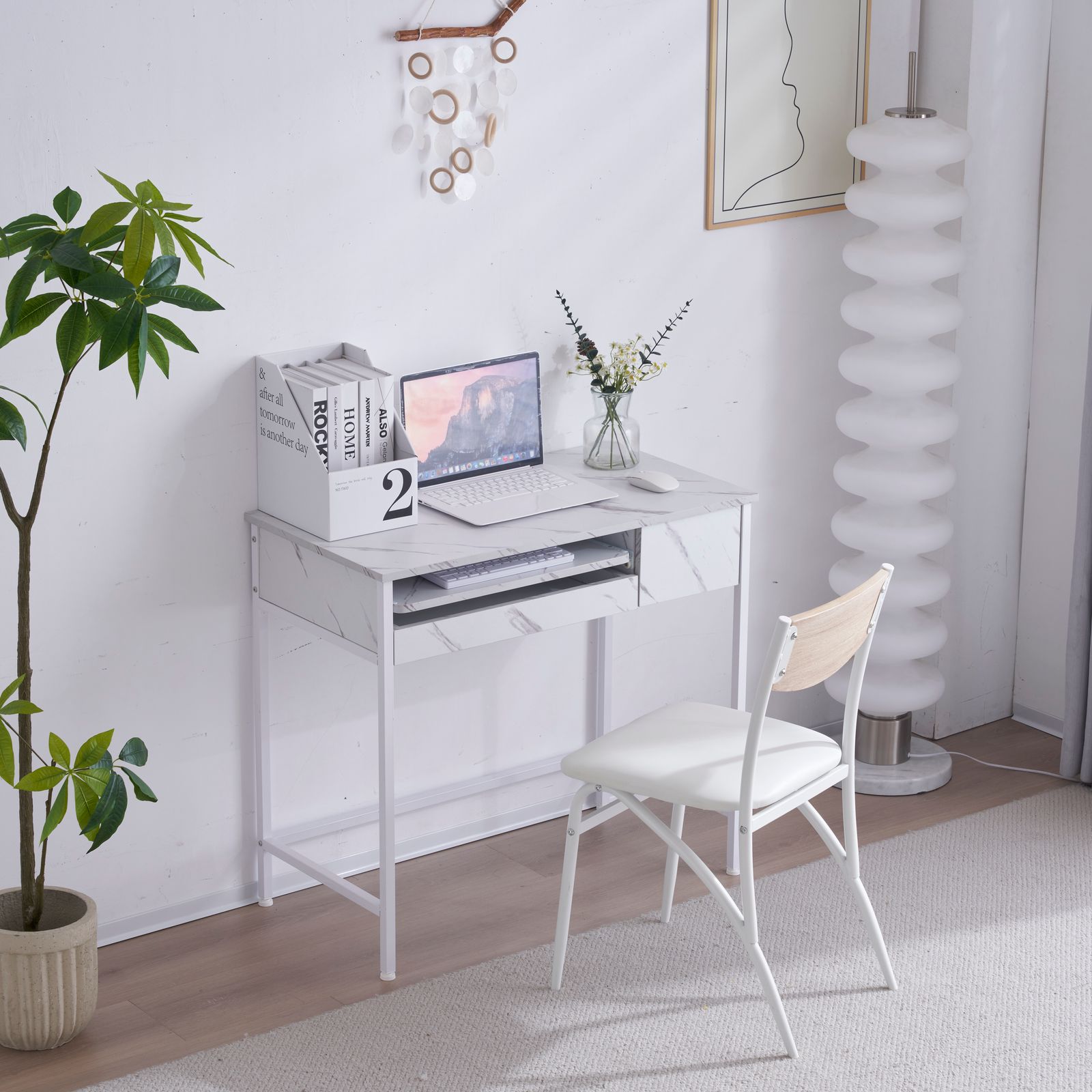 数量限定セール」【新品】ホワイト パソコンデスク 引き出し付き 収納