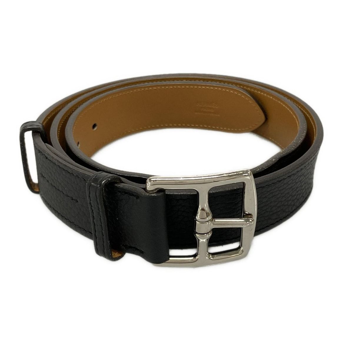 HERMES(エルメス) ベルト 95 エトリヴィエール 黒 シルバー金具