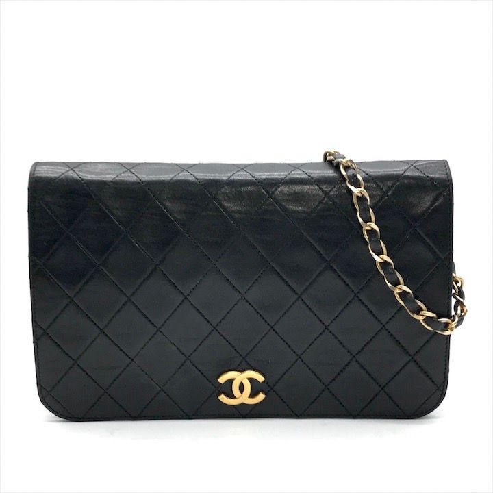 CHANEL シャネル マトラッセ ラムスキン ココマーク プッシュロック チェーン ショルダー バッグ ブラック 黒 ブランド 鞄 k5683