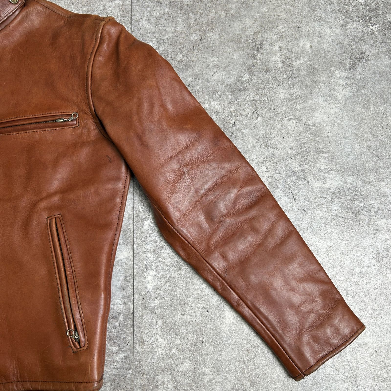 インディアンモーターサイクル ステアハイド シングルレザーライダース 茶38 インディアンモーターサイクル ステアハイド シングルレザーライダース