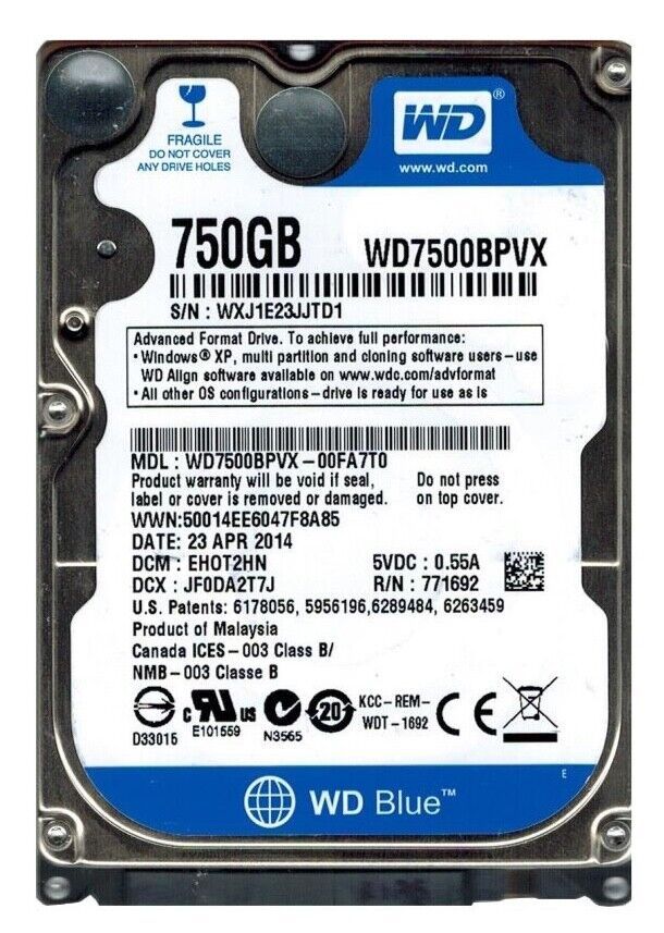 Western Digital Western Digital ブルー WD7500BPVX 750GB SATA 6.0Gb|s 2.5 ハードドライブ
