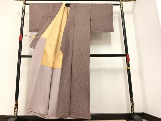 平和屋着物○上質な色無地 霞地紋 煤竹色 正絹 逸品 DAAV6468ps