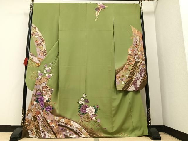 平和屋着物○豪華振袖 枝垂れ桜 立波吉祥花文 燕 金彩 正絹 逸品  