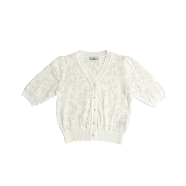 未使用品 2025年 Rene ルネ 透かしニット カーディガン リボン柄