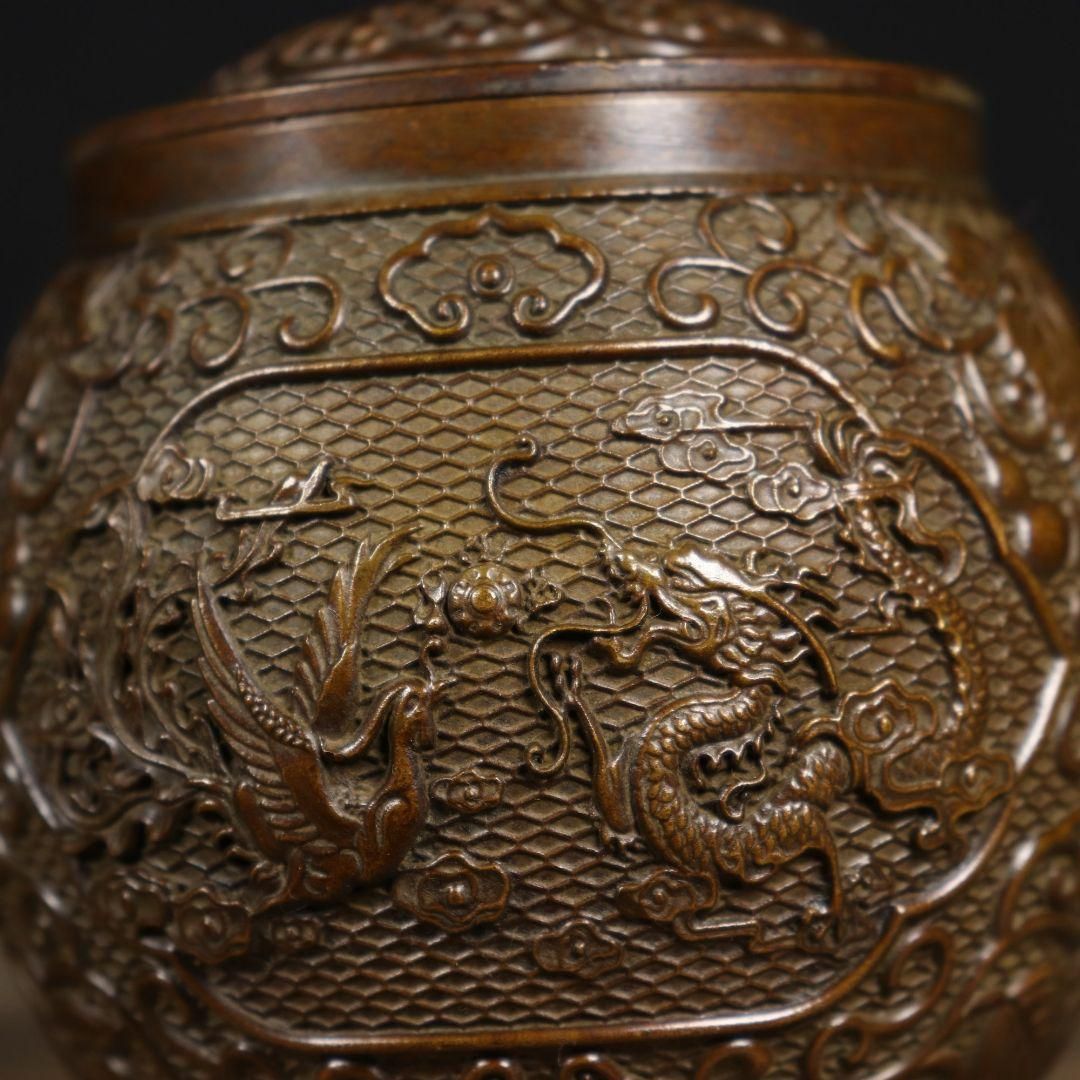 銅 細工 瓢簞龍鳳図茶壺 茶道具 香道具 装飾品 工芸品 置物 銅 細工 瓢簞龍鳳図茶壺 茶道具 香道具 装飾品 工芸品 置物