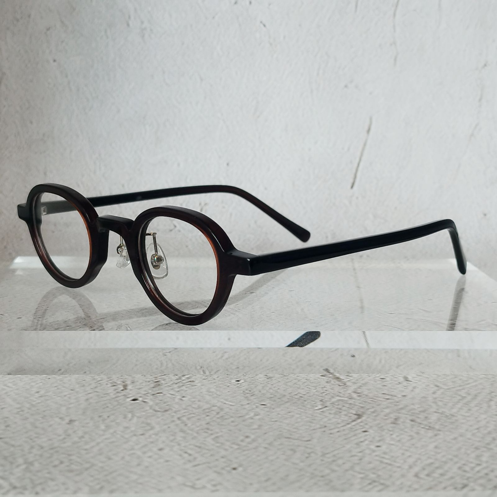 Personality】伊達メガネ ダークブラウン オーバルスクエア 黒縁