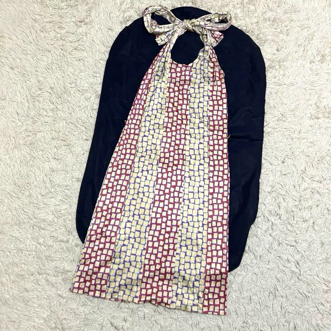 LOUIS VUITTON LVロゴ シルク ボウタイドレス ワンピース