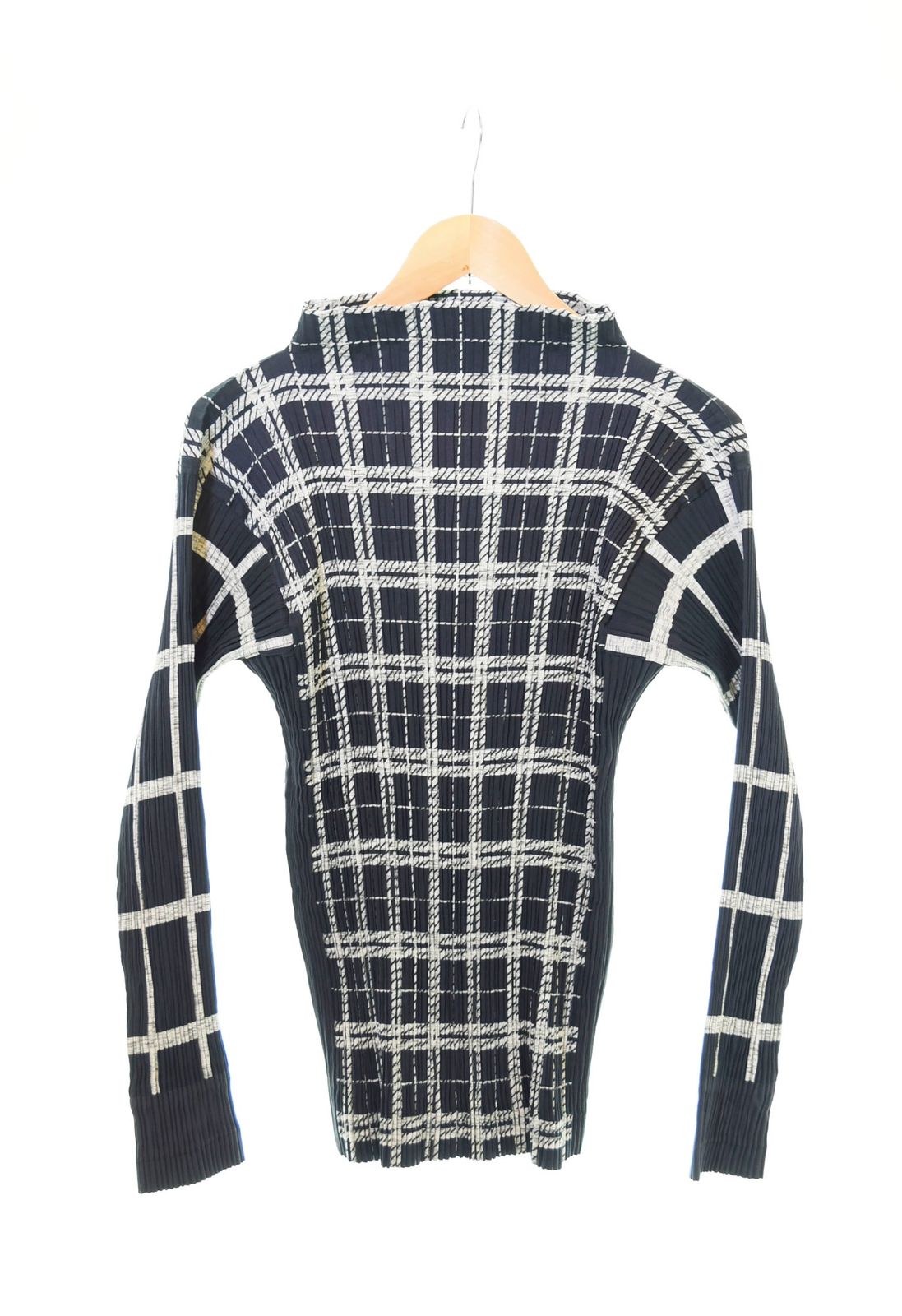 ISSEY MIYAKE◆長袖カットソー/M/ポリエステル/BLK/総柄/IM53-FJ960 ISSEY MIYAKE(イッセイミヤケ) / 長袖カットソー/M/ポリエステル