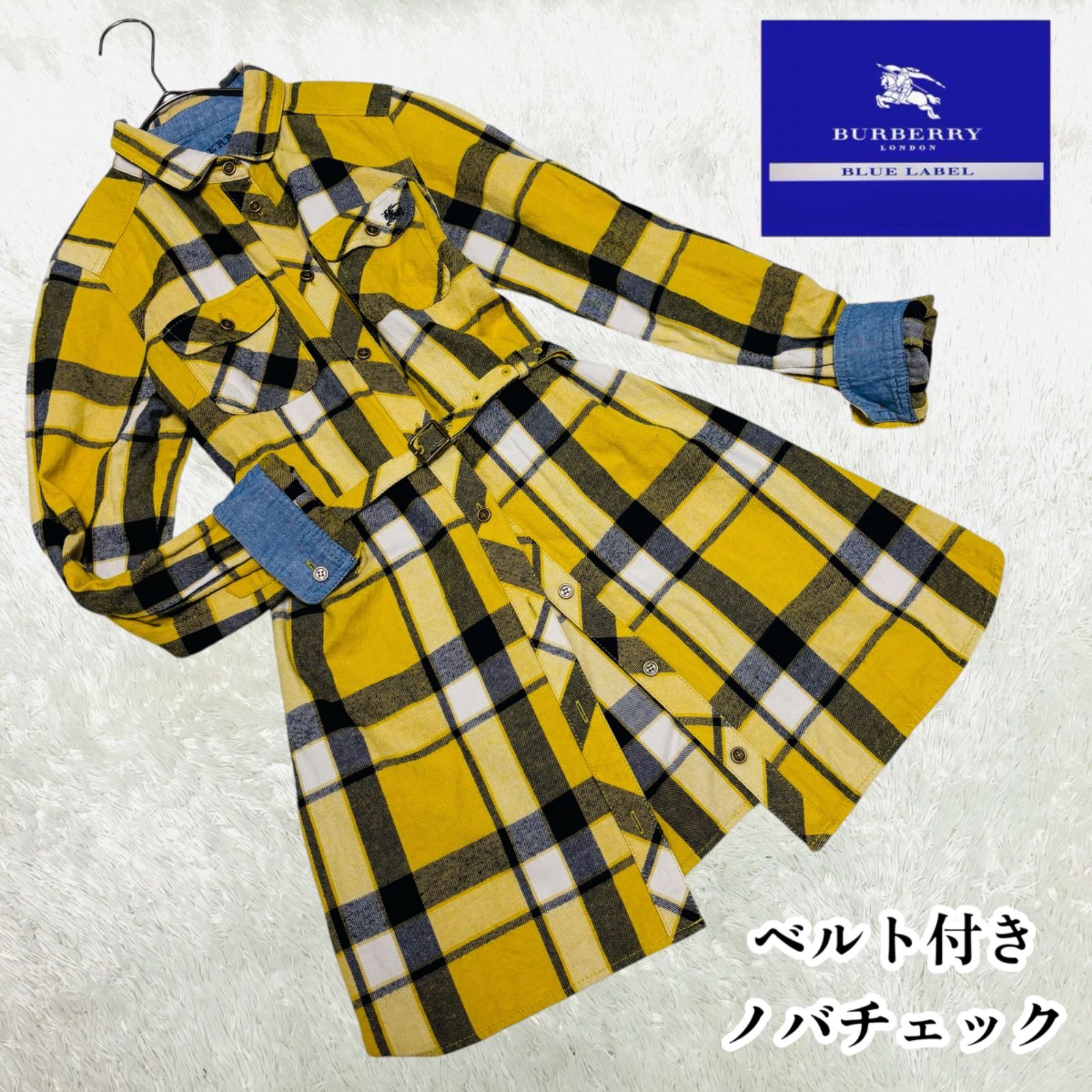 ミニ 黄色 チェック ワンピース BURBERRY BLUE LABELミニワンピース