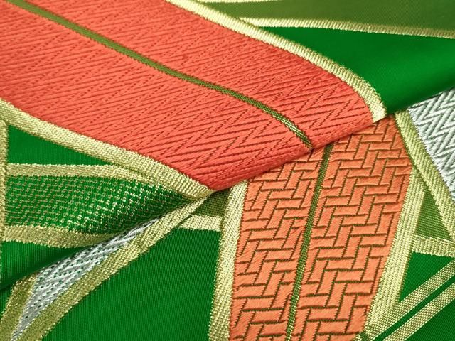 平和屋着物○西陣 川島織物 六通柄 本袋帯 笹竹文 金銀糸 正絹 逸品  