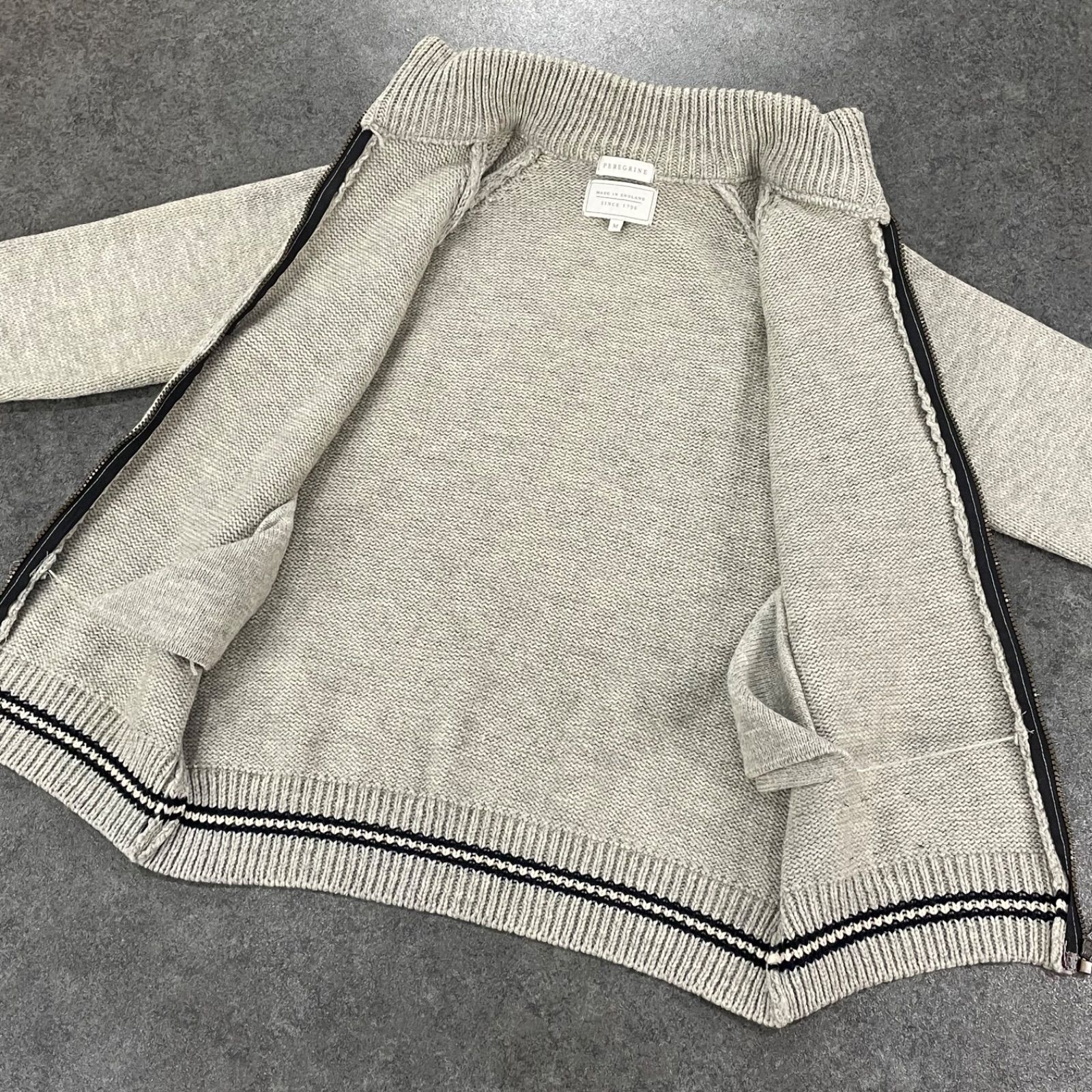 O1 英国製 PEREGRINE Knit Jacket Cardigan ペレグリン ニット ジップ 