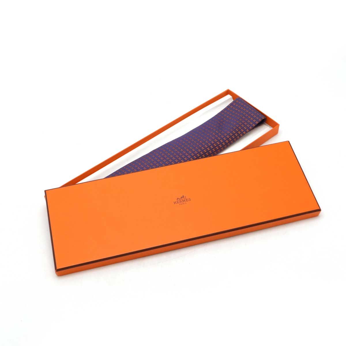 HERMES エルメス H織りタイ ファソネ H ヴィオレパープル オレンジ