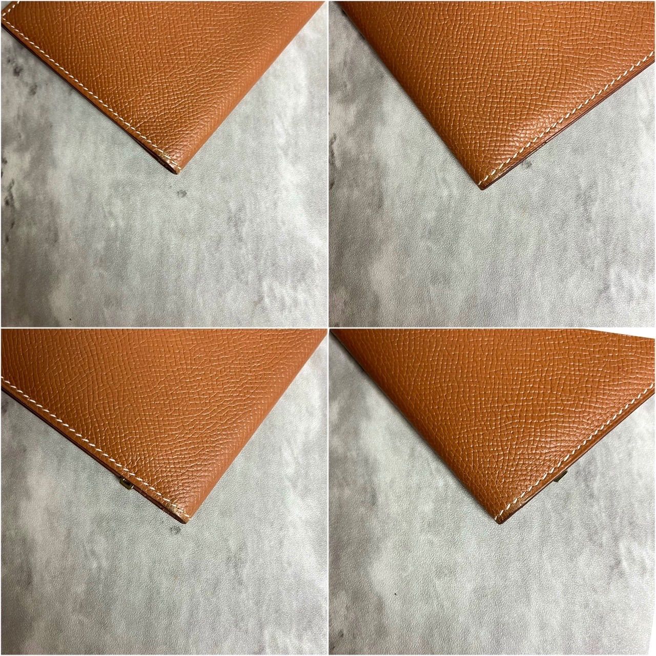 ✨良品✨ HERMES エルメス 長財布 二つ折り べアンスフレ Hロゴ ◻︎J刻印 ゴールド金具 ロゴ刻印 ウォレット カードケース 小銭入れ  定期入れ ヴォーエプソン レザー ユニセックス レディース メンズ ブラウン 茶色 - メルカリ