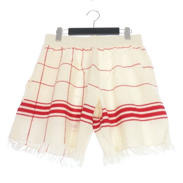 メゾンマルジェラ Maison Margiela 22SS フリンジ ニットショートパンツ ショーツ L オフホワイト|レッド 赤 白 S50MU0058 正規