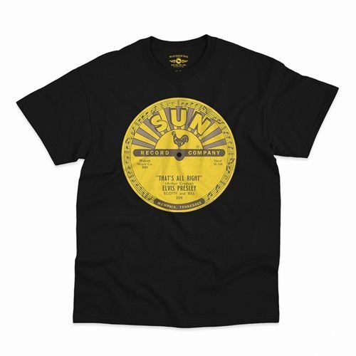 【公式新品】SUN RECORDS - ELVIS PRESLY THAT'S ALL RIGHT MAMA BLACK GILDAN HEAVY COTTON サンレコーズ Tシャツ