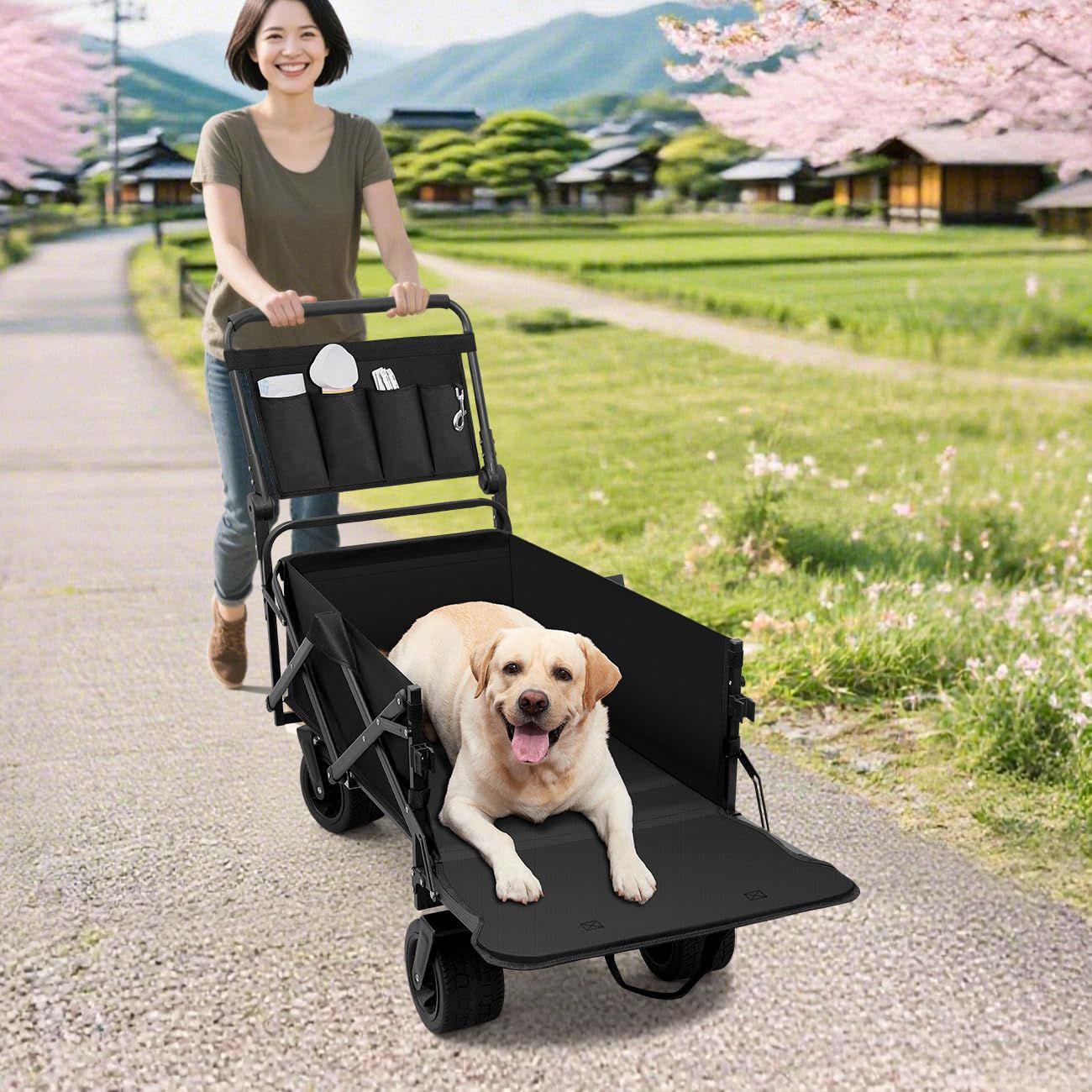 数量 Cavoyo 犬用 カート 大容量 耐荷重73kg 高齢犬 ペットカート バギー キャリーワゴン ワンタッチ折り畳み 開閉式ゲートドア コンパクト自立收 小|中|大型犬 猫 多頭 多地形対応 ワイドタイヤ搭載 アウトドア 荷物運び 買い物 釣り イ