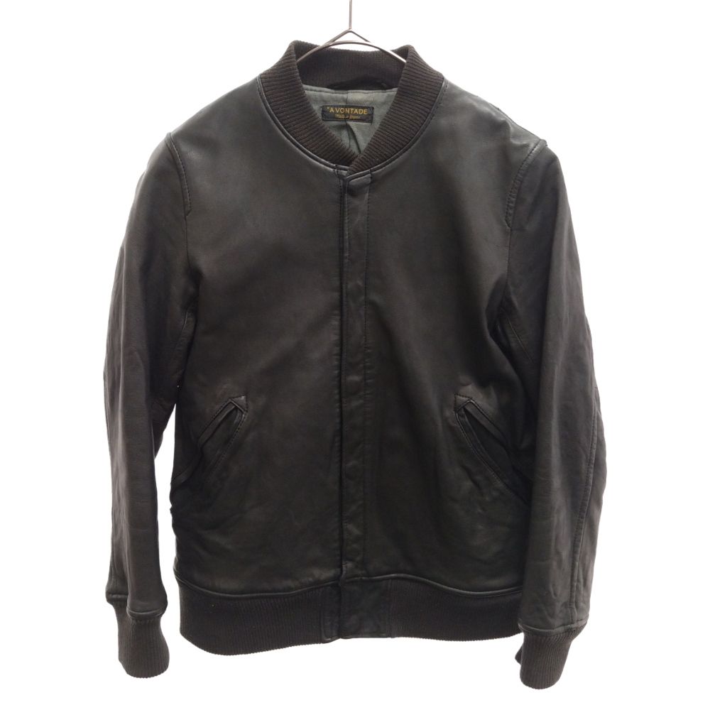 A VONTADE LEATHER SNAP BOMBER JACKET