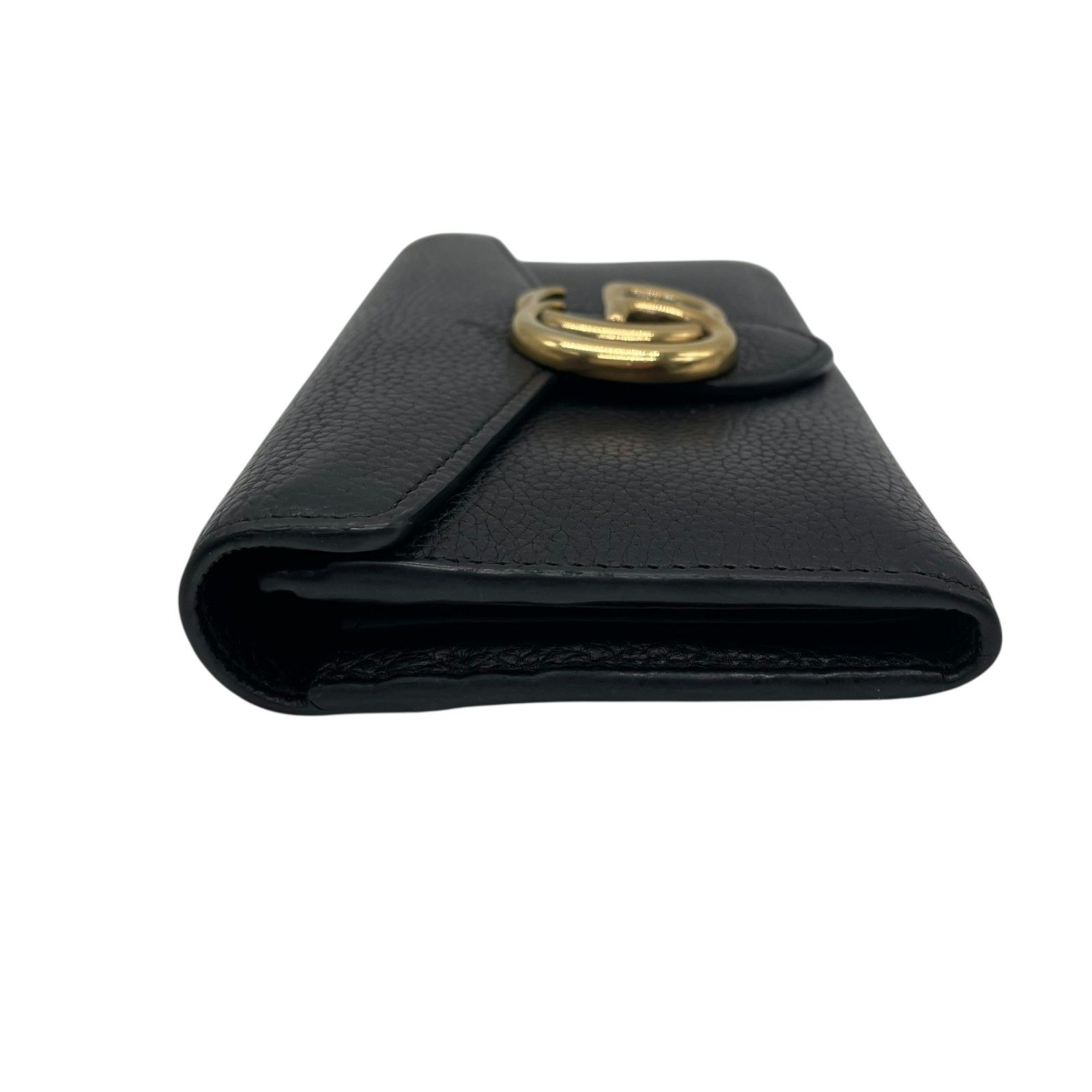GUCCI GGマーモント長財布 レザー ブラック ヴィンテージ 【中古】 GUCCI グッチ GGマーモント 長財布 レザー 黒 ブラック ゴールド