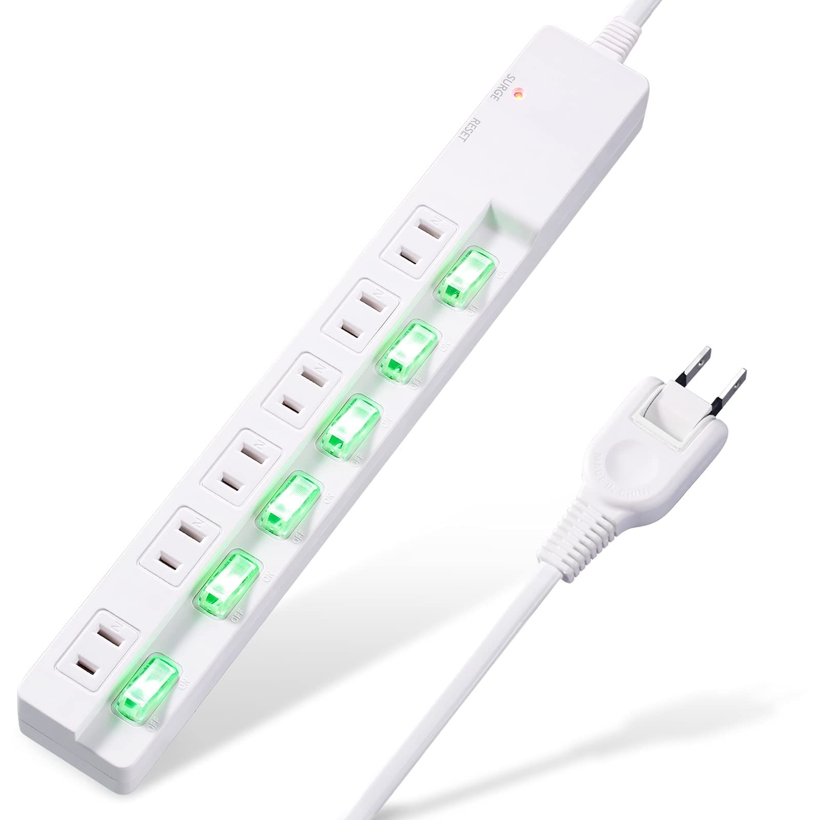 【新着商品】雷ガード 6個口LED 【1年品質】 個別スイッチ 2m 省エネACコンセント PSE認証済 電源タップ 延長コード (電源タップ6個口 Zeroire 2m)