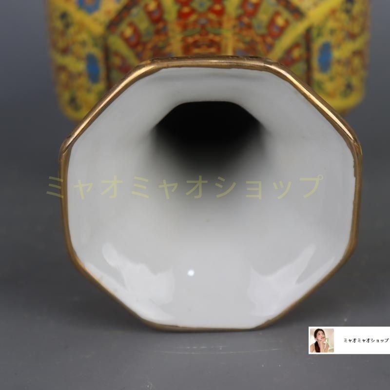 清乾隆蒔金琺瑯彩花鳥八方玉壺春瓶 景徳鎮 陶磁器 装飾品 現代