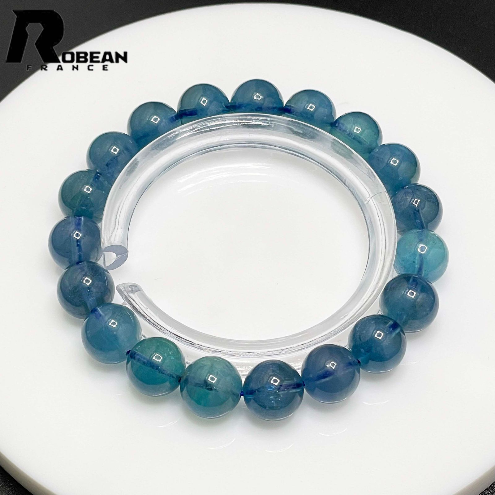在庫切れ 絶賛 EU製 定価10万円ROBEAN・ブルーグリーンアクアマリンパワーストーン ブレスレット 天然石 原石 お守り プレゼント 9.9-10.3mm M828623