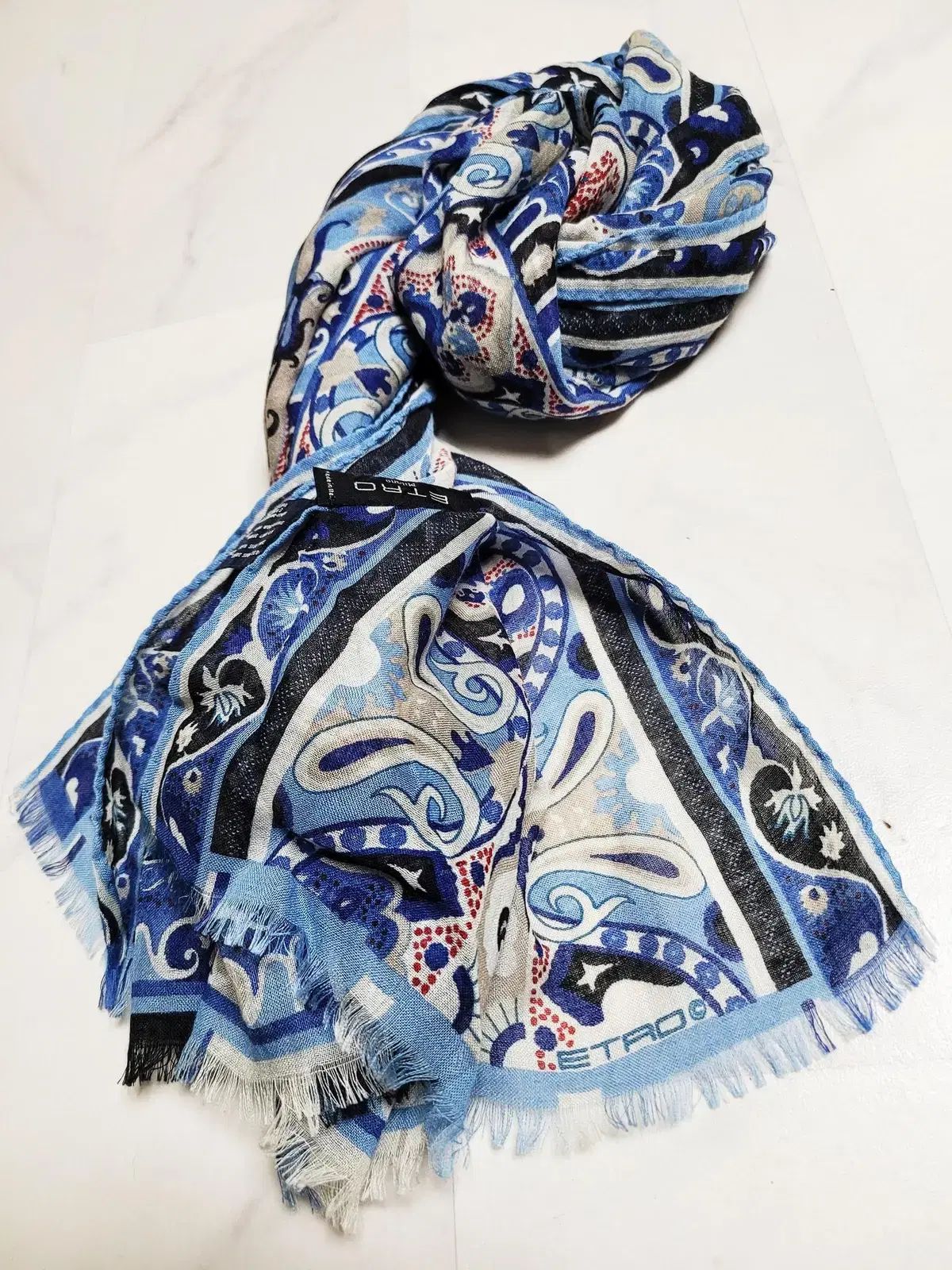 ETRO（エトロ) イタリア マルチブルー ベイズリー ショール 兼用
