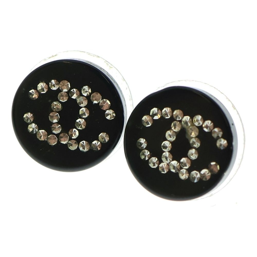 CHANEL シャネル ココマーク ラインストーンピアス イヤーアクセサリー ブラック 04C