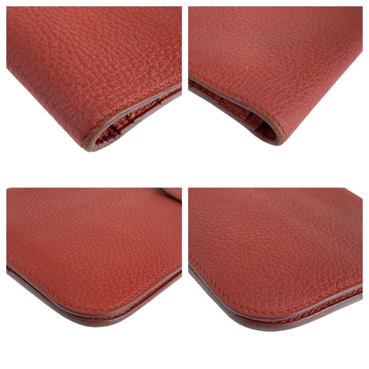 鮮やかカラー♪【HERMES】ドゴン 長財布 ロングウォレット HERMES エルメス ドゴンロング ルージュグレナ レッド シルバー