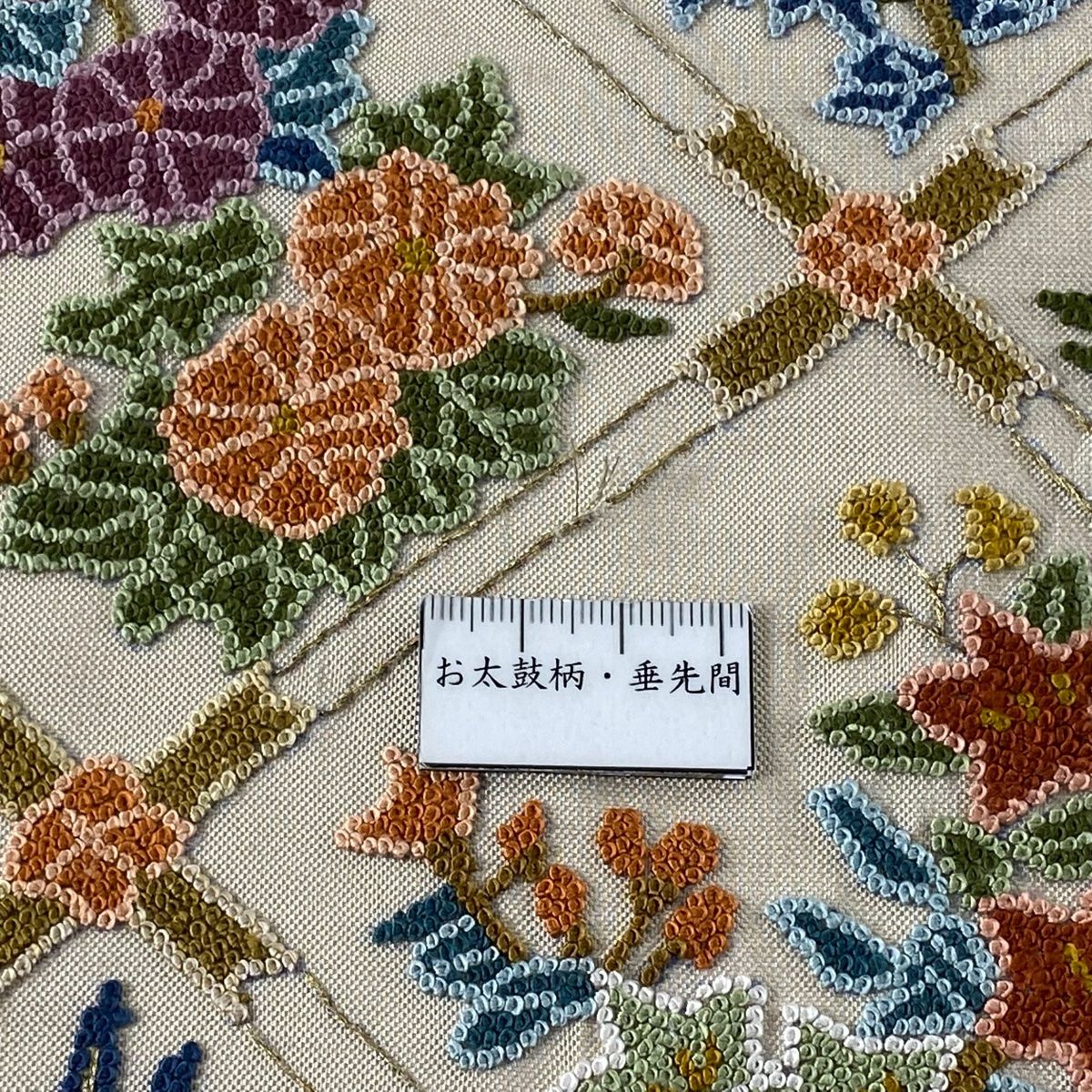 汕頭刺繍) 相良刺繍 六通 金糸わのふじ帯 - 着物・浴衣