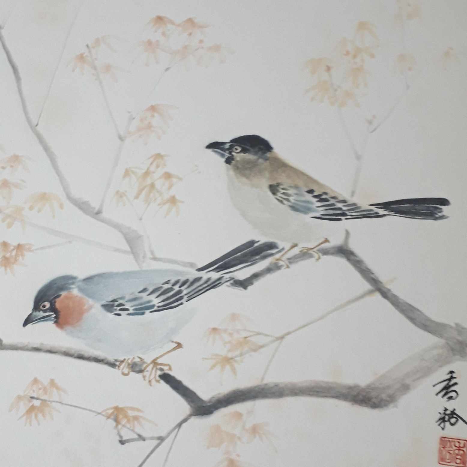 色紙アート 鳥画 鳥図 小鳥画 景色画 美術品 絵画 インテリア