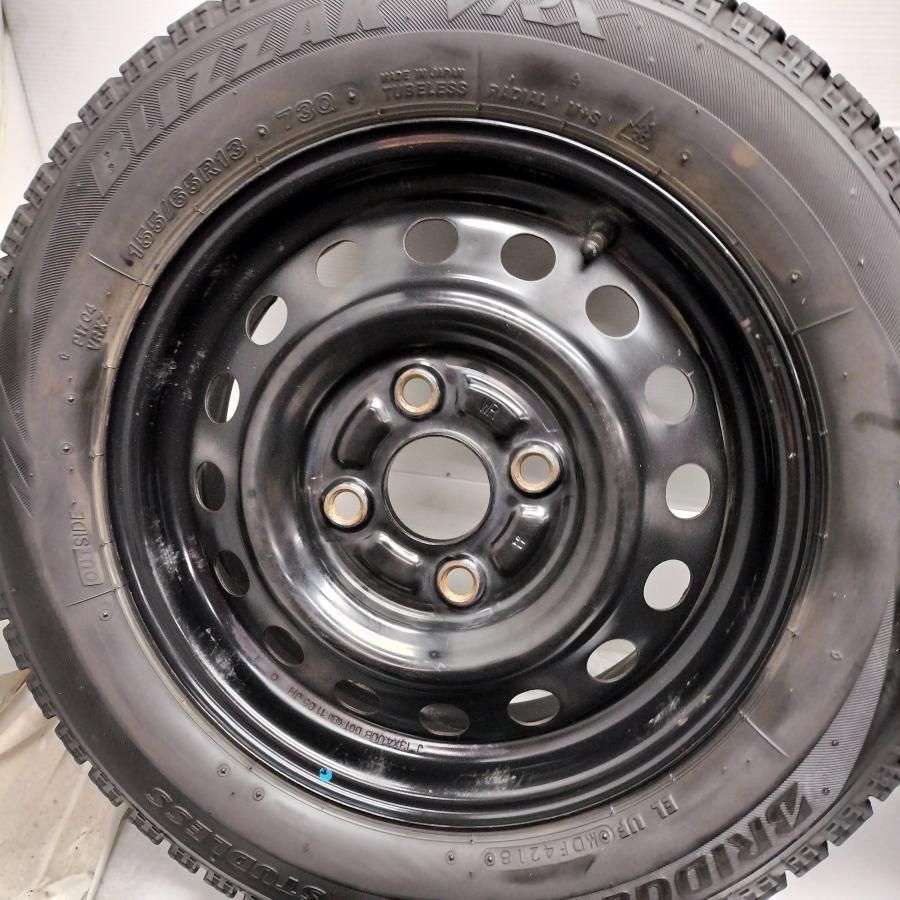 ＜スタッドレス & ホイール 4本＞ 155/65R13 ブリヂストン VRX   13x4.00B トヨタ製 4H -100 スズキ ダイハツの軽に！    中古