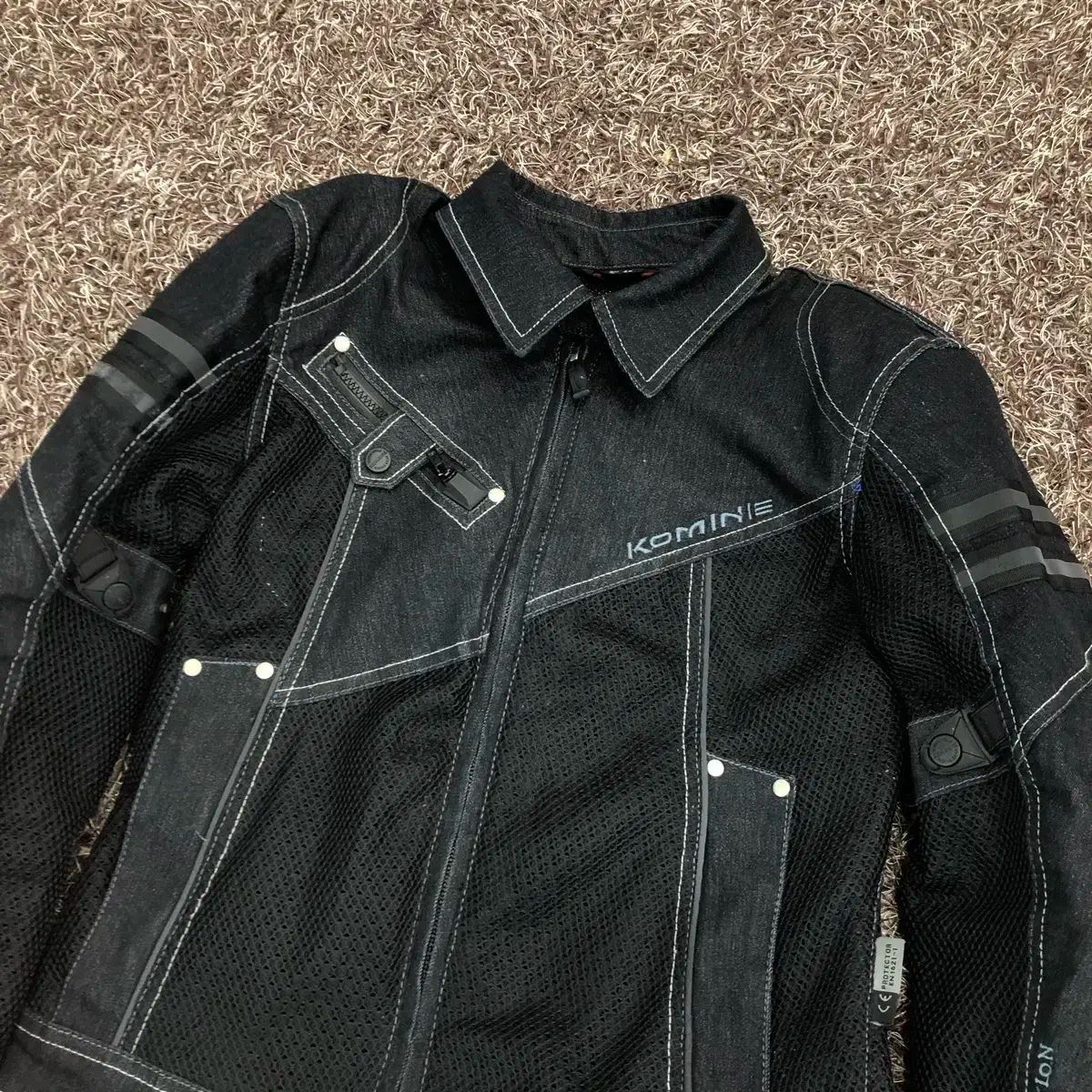 M Komine コミネ オートバイ デニム ステッチ メッシュ バイカー ライダー ジャケット