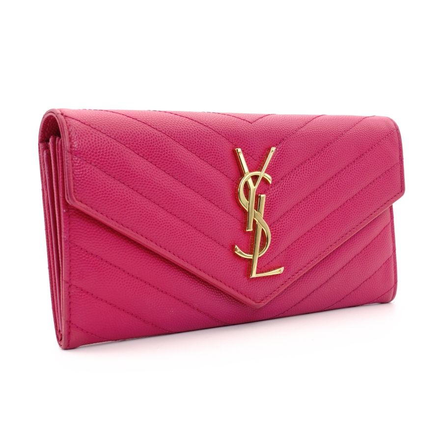 サンローラン SAINT LAURENT 長財布 Vステッチ YSL カサンドラ レザー 