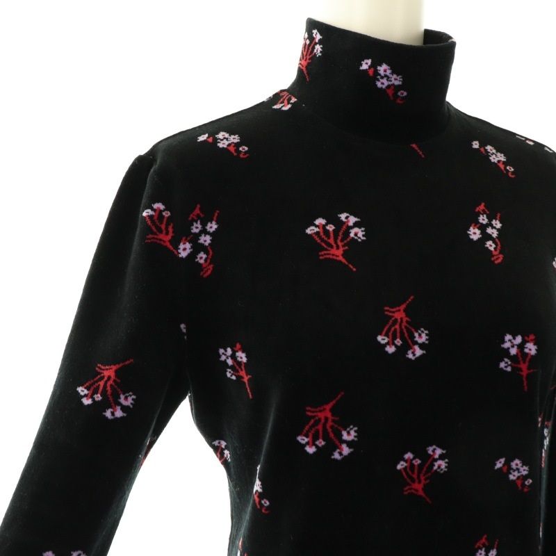マメクロゴウチ  Mame Kurogouchi Floral Velour Jacquard High Neck Top トップス ベロアカットソー 花柄 2 黒 赤 紫 ■OS レディース マメクロゴウチ Mame Kurogouchi Floral Velour Jacquard High