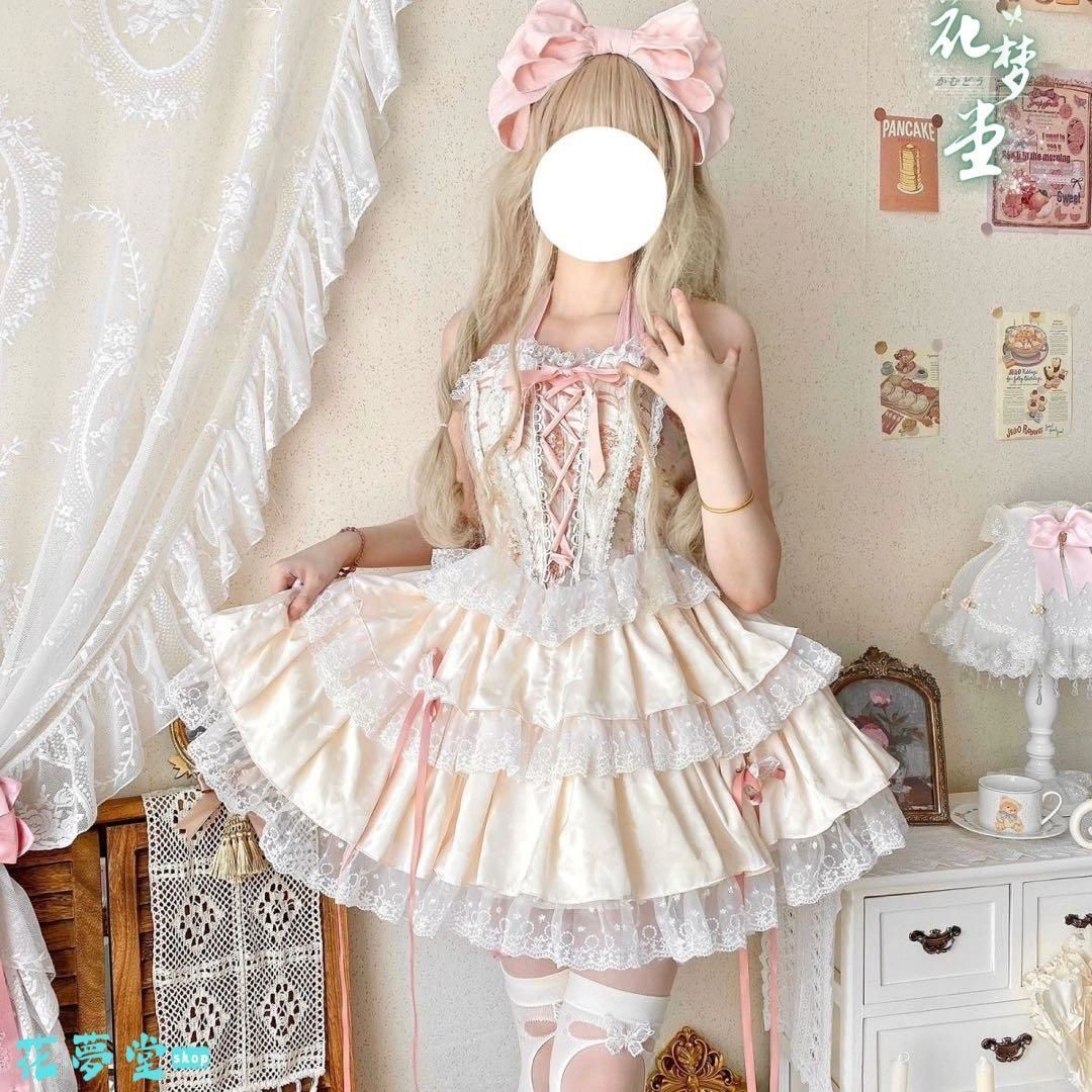 25年 ♥ゴスロリ ロリータドレス 水色 クリーム色ロリータセット 仮装 フリル かわいい 撮影会 舞台 イベント 原野空間-62