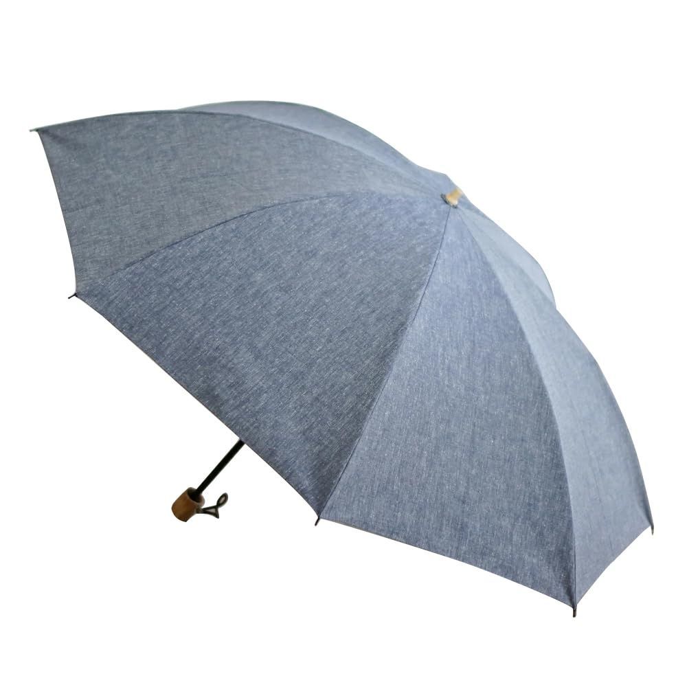 【在庫処分】晴雨兼用折り畳み傘 1級遮光 2段折 紳士用 55ｃｍ 8本骨 遮光率99.99％以上 日本製 小宮商店 シャンブレーシェード