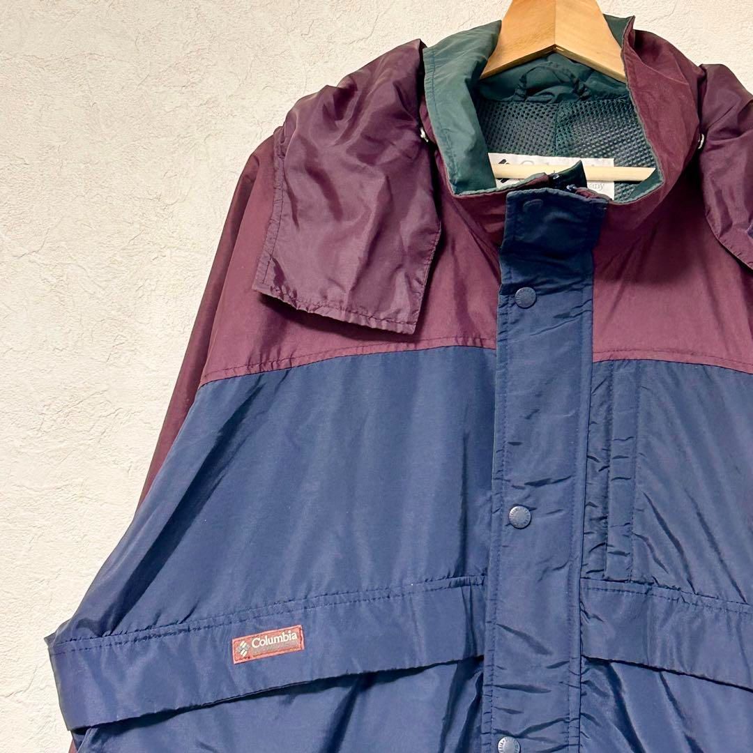 コロンビア マウンテンパーカー メンズ XL ネイビー 紺 刺繍ワッペン 