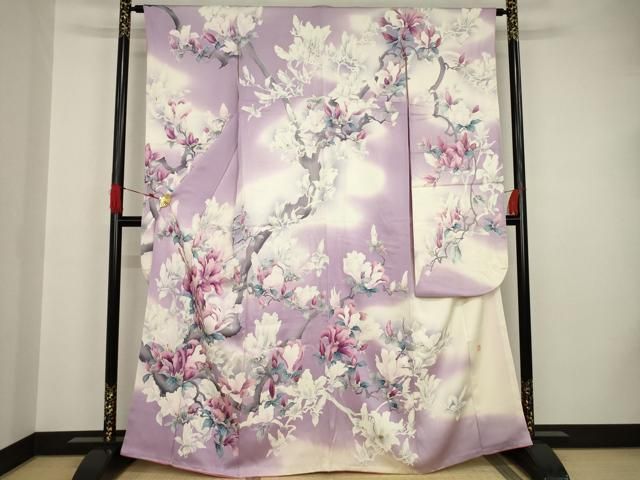 平和屋着物●豪華振袖　作家物　枝花文　暈し染め　正絹　逸品　AAAT0860ck 平和屋着物○豪華振袖 作家物 枝花文 暈し染め 正絹 逸品 AAAT0860ck